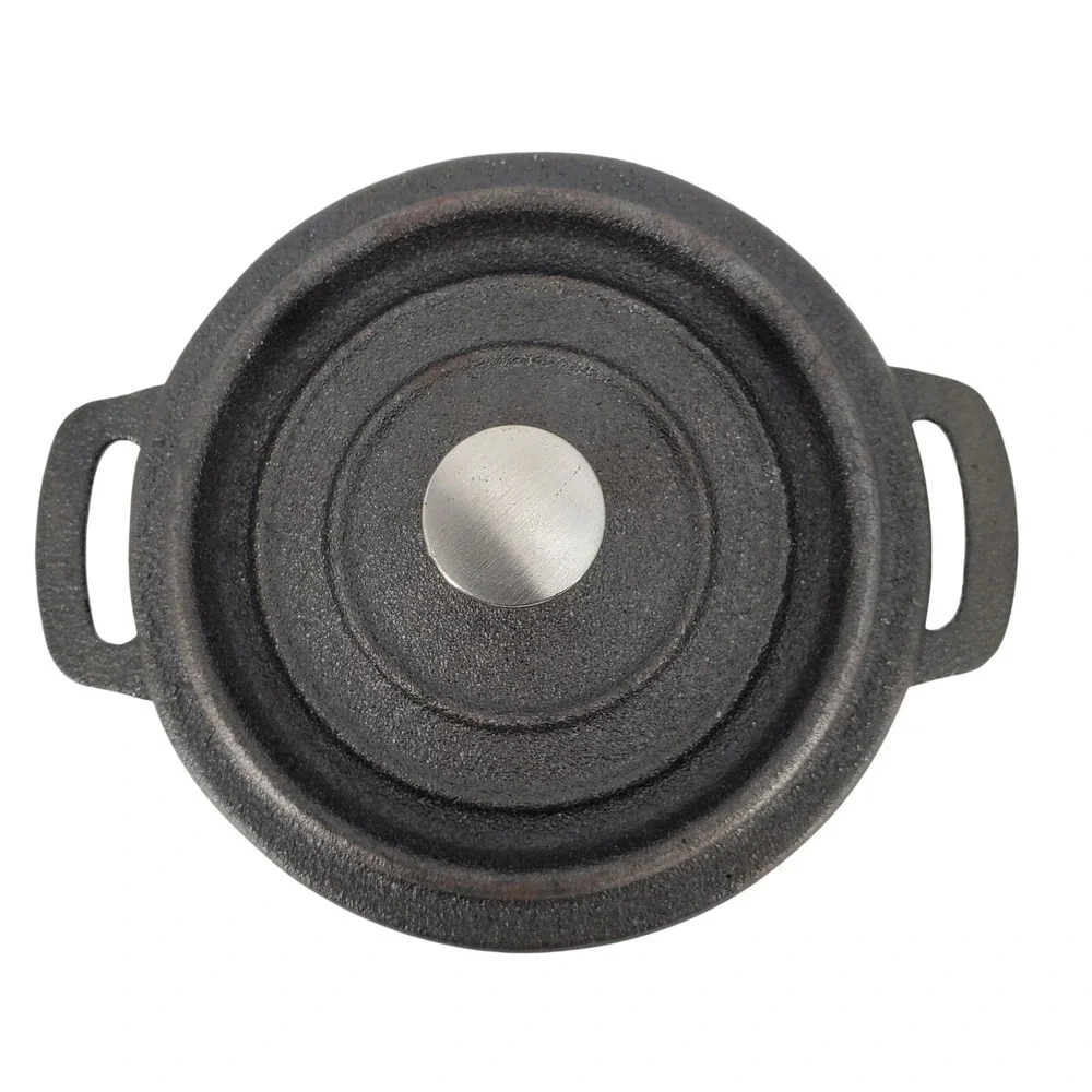 Sedona Kitchen 2 Pc Set Mini Dutch Oven Round Cast Iron Cocotte Black Handles